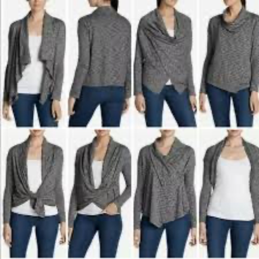 NEW 7 days 7 ways convertible cardigan heathered berry Eddie Bauer Large Tall
